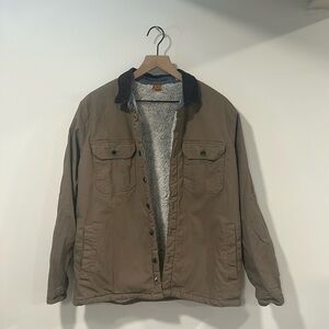 Tailor Vintage Mens Brown Canvas Faux Fur Lined Jacket L